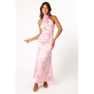 Imagem de Petal & Pup Vestido maxi feminino Mila Halterneck - floral rosa, Rosa floral, G
