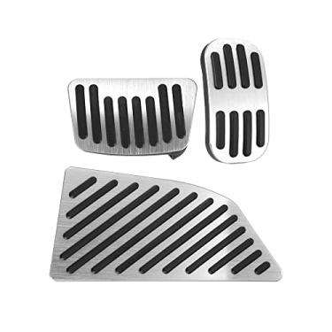 Imagem de X AUTOHAUX 3 peças transmissão automática pedal de freio pedal de freio capa antiderrapante apoio para os pés para Toyota Corolla Pruis 2019-2021 para CHR 2018-2021 prateado