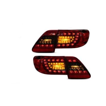 Imagem de Conjuntos de lanternas traseiras de LED para Toyota Corolla 2011-2013 - luzes de freio traseiras laterais do motorista e do passageiro e seta, lentes coloridas, plug and play, um par