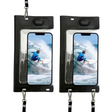 Imagem de GinNini Pacote com 2 bolsas de celular à prova d'água à prova d'água para iPhone capa para celular com cordão pequena bolsa à prova d'água protetora de telefone de água capa de telefone IP68 Max 17.8