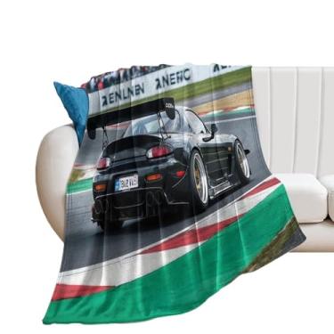 Imagem de HouLaiZhe Cobertor super macio de flanela JDM carro Rx7 na pista, cobertores refrescantes leves para sofá-cama, cadeira, sofá, carro, viagens ao ar livre, leve, quente, 152 x 203 cm
