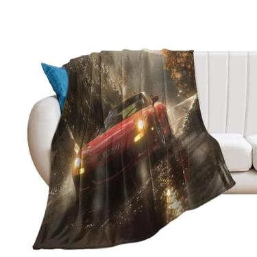 Imagem de HouLaiZhe Cobertor super macio de flanela JDM carro Rx7 dia chuvoso ao ar livre esportes leves cobertores refrescantes para sofá-cama cadeira sofá carro viagem ao ar livre leve quente 101,6 cm x 127
