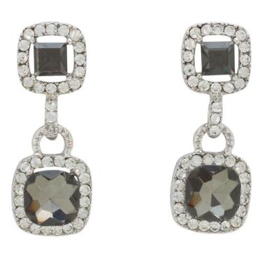 Imagem de Brinco Strass Quadrado BC3456 - Akasaki, Prateado, Grafite