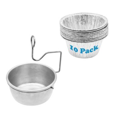 Imagem de Copo de graxa com clipe para churrasqueira Char-Broil e outras grelhas semelhantes, copo coletor de gordura para defumador de propano de 76 cm Masterbuild, vem com copos de gotejamento de alumínio