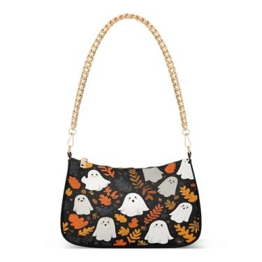 Imagem de CEBUGI Bolsas transversais femininas bolsa de ombro Halloween Boo bolsa clutch elegante com alça de corrente