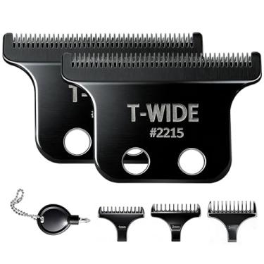 Imagem de Pacote com 2 lâminas de substituição 2215 T Wide para Wahl 5 Star Detailer Li Trimmer 8081 e 8171 - Lâmina de aparador ajustável de aço inoxidável Zero-Gap (Preto-2)