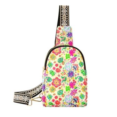 Imagem de CEBUGI Bolsa feminina floral pequena tiracolo de couro, pochete para trilhas, viagens ao ar livre