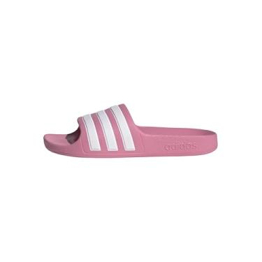 Imagem de adidas Sandália infantil unissex Adilette Aqua Slide, Rosa Bliss, branco/rosa, 11 Little Kid