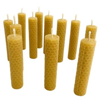 Imagem de Conjunto de 20 velas 100% naturais de cera de abelha 10x2cm - Velas decorativas, velas perfumadas, conjunto para presente (15 velas)