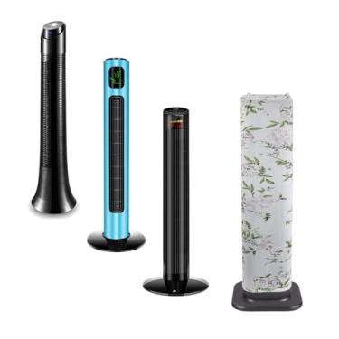 Imagem de NICENEEDED 2 peças, capa protetora contra poeira para ventilador de torre de poliéster, capas de pedestal laváveis, estampa floral, protetor de torre para ventiladores domésticos