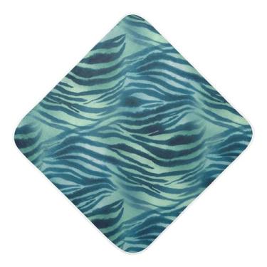 Imagem de Burbuja Toalha de banho de bebê com pele de zebra azul e verde - Toalha com capuz de musselina macia e absorvente para recém-nascidos e bebês, 76 x 76 cm