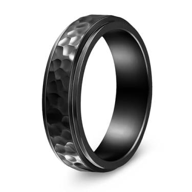 Imagem de Udolfly Anéis de ansiedade para homens e mulheres, anéis de alívio de estresse para adultos, anéis de aço de titânio, 13, Metal, Sem pedra preciosa