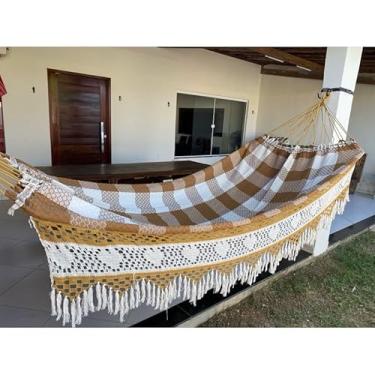 Imagem de Rede de Dormir Descanso Luxo Gigante 4,5m Reforçada para Casa(CARAMELO COM BEGE)