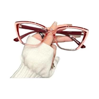 Imagem de Óculos De Computador Femininos Retrô Estilo Gato Com Lentes Transparen