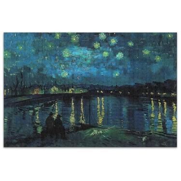 Imagem de Quebra-cabeça de noite estrelada Ródano 1000 peças adultos decoração de arte quebra-cabeça amigos família jogos presentes