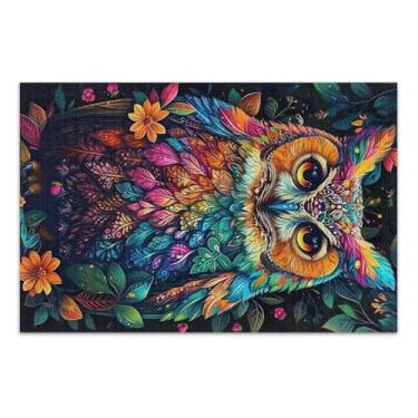 Imagem de Quebra-cabeças coloridos de coruja para adultos com letras nas costas 500 peças