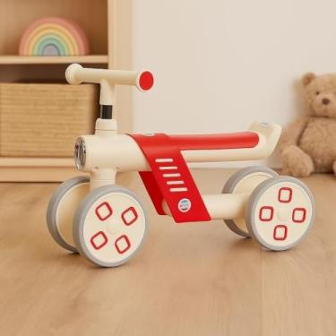Imagem de Mini Bike Infantil com Luzes, 4 Rodas, Vermelha com Bege, Plástico, 41x50x20cm, para Crianças 10 Meses a 4 Anos, até 30kg