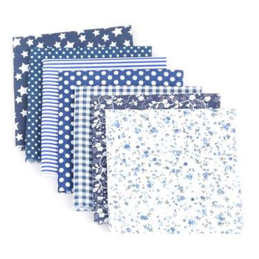 Imagem de 7 Peças Conjunto Técido de Algodão com Estampas Florais Assortidas para Costura Patchwork Quilting Bolsas Pequenas Artesanais Travesseiro Toalhas Mesa Lençóis Lenços e Projetos Artesanato