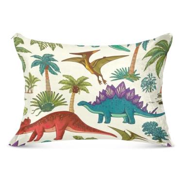 Imagem de Capas de almofada de flanela com desenhos animados de dinossauros e plantas decorativas tamanho queen king size para cama presentes de vida saudável, tamanho padrão, 51 x 66 cm