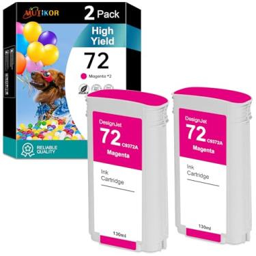 Imagem de Mutikor Cartucho de tinta magenta compatível com substituição 72 para HP 72, compatível com impressoras HP DesignJet T1100 T1100PS T1120 T1120, Post Script T610 T620 T770 T790 T795 (2 Magenta, C9372A)