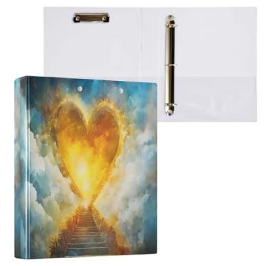 Imagem de Fichário de prancheta amarelo portal coração com 3 fichários de 5 cm 27 cm x 31,5 cm pastas escolares