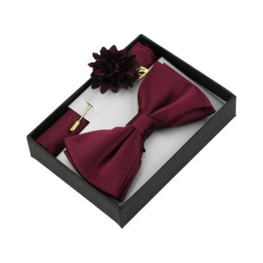 Imagem de Conjunto De Gravata Borboleta Floral Masculina Com Lenço De Bolso, Bro