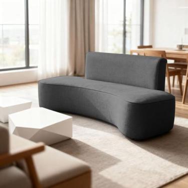 Imagem de Sofá Feijão Orgânico Curvo 3 Lugar Suede Sala Contemporânea - Black Ho