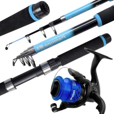 Imagem de Kit Vara Telescópica + Molinete JP250-1 Rolamento, Relação 5.1:1, Portátil Leve para Pesca em Água Doce (Rio, Lago, Açude) | Ideal para Iniciantes e Recreacional (Azul)