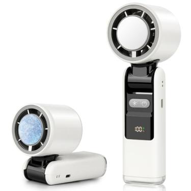 Imagem de Ventilador de gelo portátil de refrigeração, velocidade (1-100) mini ventiladores turbo ajustáveis, bateria de 4000 mAh, ventiladores pessoais recarregáveis por USB, visor digital de LED, ventilador