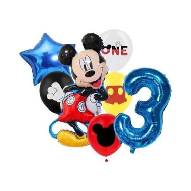 Imagem de Conjunto De Balões De Folha Minnie E Mickey Mouse 7 Peças Para Festa D
