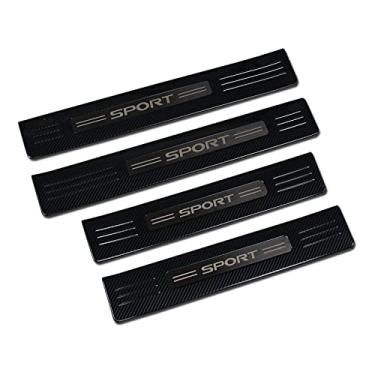 Imagem de Beautost Adequado para Toyota Highlander 2020 2021 2022 Peitoral de porta externa de aço inoxidável (fibra de carbono preta)