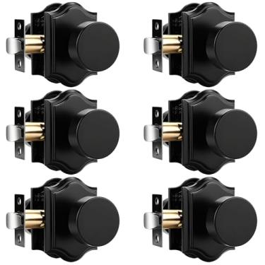 Imagem de Probrico Maçanetas pretas, maçanetas de porta de passagem para corredor de armário, maçaneta de porta de armário interior resistente, pacote com 6