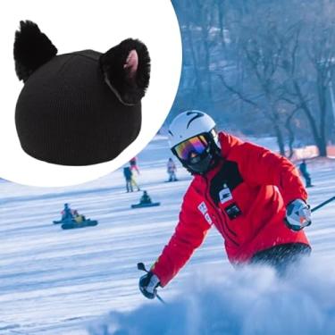 Imagem de UGPLM Capa para capacete de esqui, acessório de inverno criativo com desenho animado, macia e tricotada, ideal para decorar capacetes de esqui e skate.