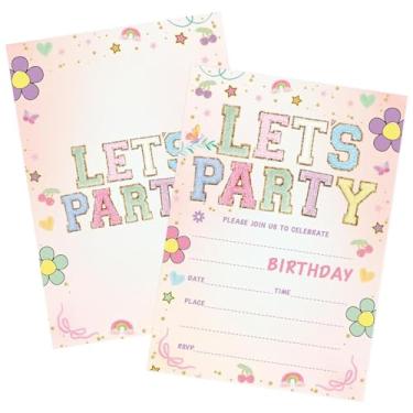 Imagem de TRBSXRT 20 peças Let's Party Convitations - Convites de festa de aniversário para meninas cartões de convite impressos frente e verso suprimentos de lembrancinha de festa lindos cartões de