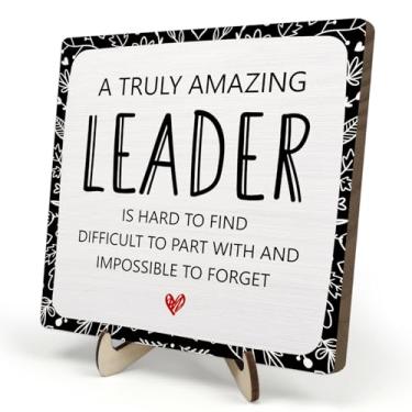 Imagem de Placa de madeira para presente de líder, presentes de mentor líder, presente de agradecimento, presentes inspiradores para presente de chefe placa de madeira para decoração de mesa de escritório em