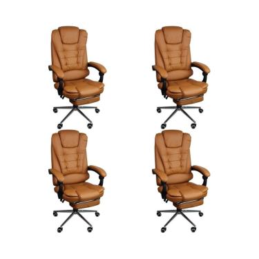 Imagem de Kit 4 Cadeiras Presidente Ergonômica Apoio Para Pés Marrom
