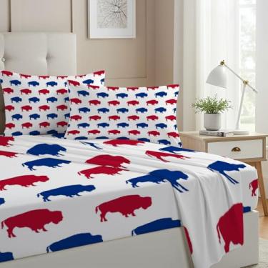 Imagem de Allenjoy Jogo de lençol casal casal com estampa de silhueta de animal com bolsos profundos de até 40,6 cm para decoração de quarto com 2 fronhas