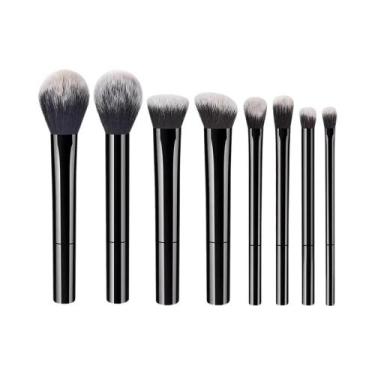Imagem de Kit De Pincéis De Maquiagem Profissional Preto Brilhante 8 Peças Para 