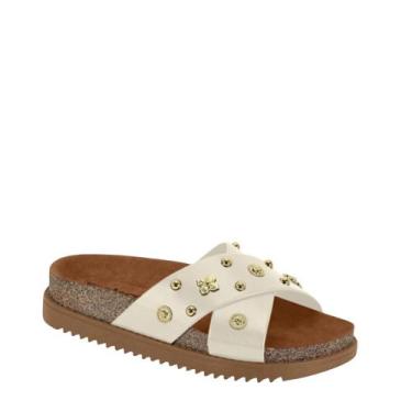 Imagem de Tamanco Papete Flatform Bottons Feminino Moleca 5500.112, Branco  off,