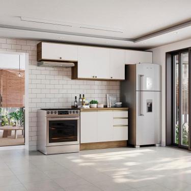 Imagem de Armário De Cozinha Completa 100% Mdf 280cm Nogueira/branco Celeste Kappesberg