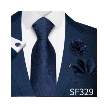 Imagem de Conjunto De Gravata Masculina Em Estampa Paisley Roxa, Gravata, Lenços