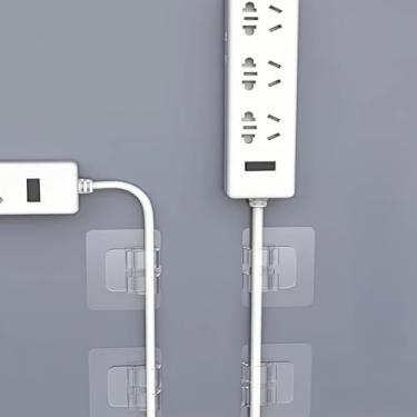 Imagem de Pacote com 5 clipes de cabo adesivos, suportes de fios fixados na parede sem perfuração para cabos de alimentação, cabos USB e organização doméstica