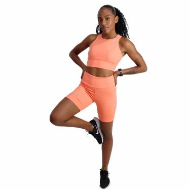 Imagem de Conjunto Top + Short Running Laranja para Corrida Com sustentação e Bolsos-Feminino