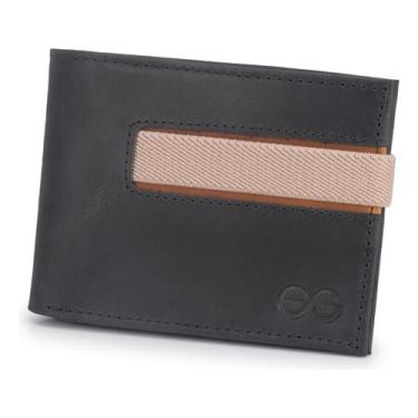 Imagem de Carteira Masculina Slim Elástico Couro Legítimo Para moedas - Ello Gri