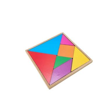 Imagem de Tangram Mdf Brinquedo Educativo Quebra Cabeça Pedagógico - Maninho Bri
