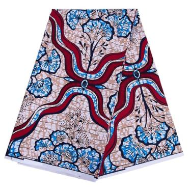Imagem de Tecido de cera africana 6 metros, tecido de poliéster Ankara impresso para costura, vestidos e roupas de festa