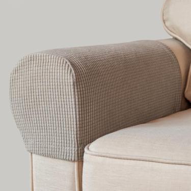 Imagem de BAHULA Capas de apoio de braço, tecido elástico, elastano, à prova d'água, capas antiderrapantes para poltronas, sofás, poltronas, poltronas, poltronas, poltronas reclináveis, conjunto de 2