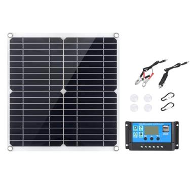Imagem de aqxreight Kit de Painel Solar Portátil de 300 W Com Painel Solar Monocristalino de Carregamento USB Duplo para Telefones, Câmeras, Baterias de 12 V Solução Leve de Energia Externa para Camping, (com