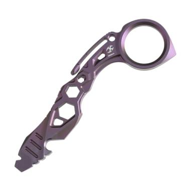 Imagem de KANSEPT PryMate Pry Bar de titânio anodizado roxo multiferramenta com disjuntor de vidro, abridor de garrafa, broca hexagonal, gancho de bolso para seu companheiro versátil para transporte diário e
