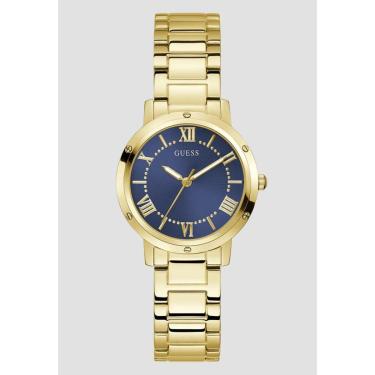 Imagem de Relógio Redondo Analógico Azul Aço Dourado-Feminino